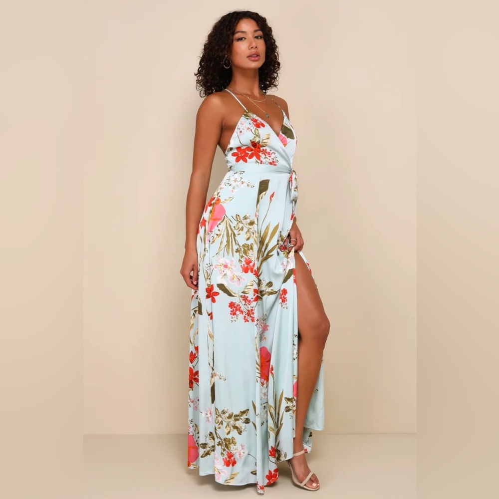 Lulus Still the One Sage Green Floral Print Satin Maxi Dress - Picture 2 of 12